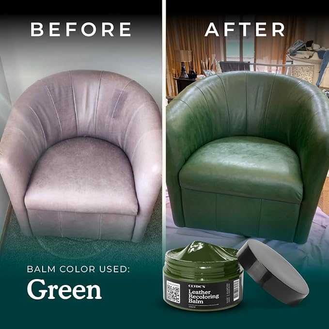 Clyde's™ Leather Company Leather Recoloring Balm – Color Restore & Scratch Repair Kit for Faded Leather Furniture, Car Seats, Sofa & Vinyl | 23 Colors | Non-Toxic Dye