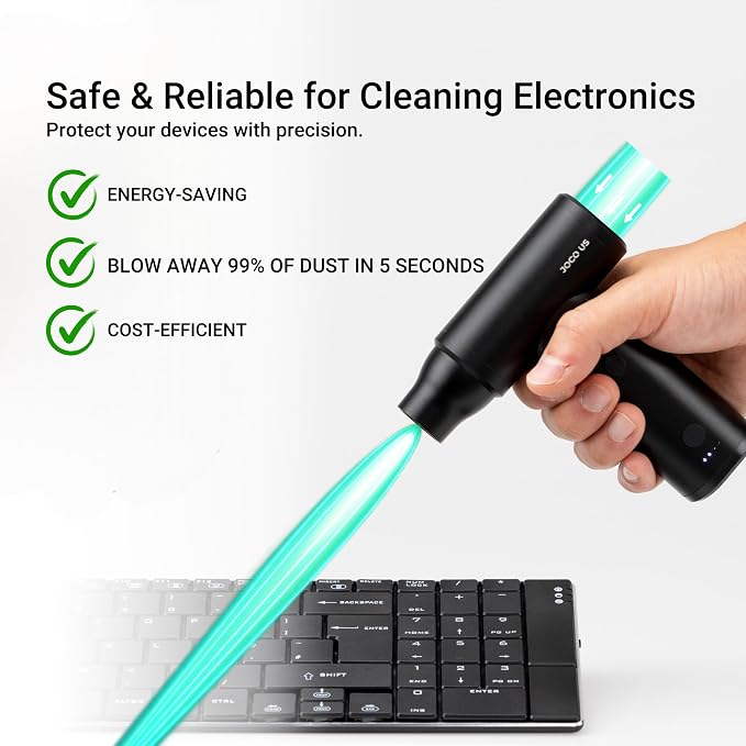 Upgraded Full Metal Air Duster and Vacuum Cleaner 8-in1, 110 000 RPM, 4000mAh, Quick Charge Cordless Blower for Keyboard-Office-Home-Electronic-Inflator