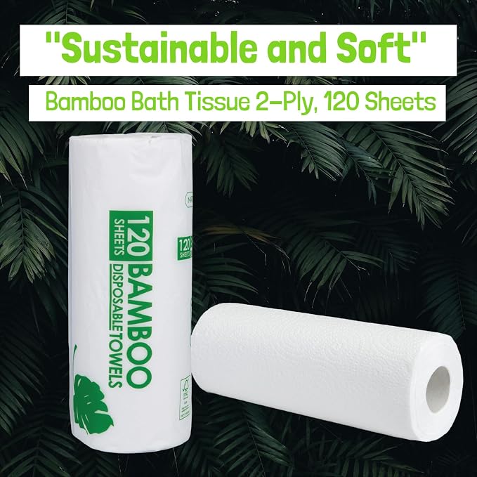Disposable Paper Towels (30 Pack) 120 Sheets Per Roll - Strong & Absorbent - Chem Free