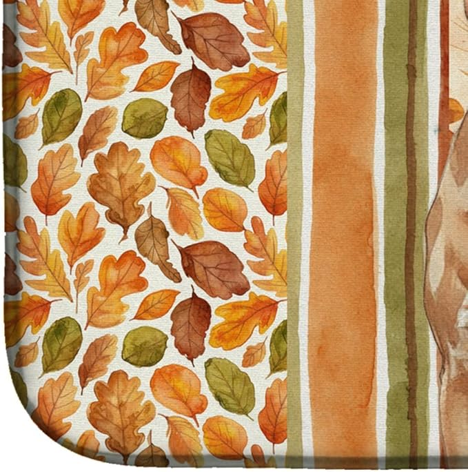 Caroline's Treasures Dogue de Bordeaux Heirloom Fall Dish Drying Mat Absorbent Dish Drying Mat Pad for Kitchen Counter Dish Drainer Mat for Countertop, 14 x 21", Multicolor