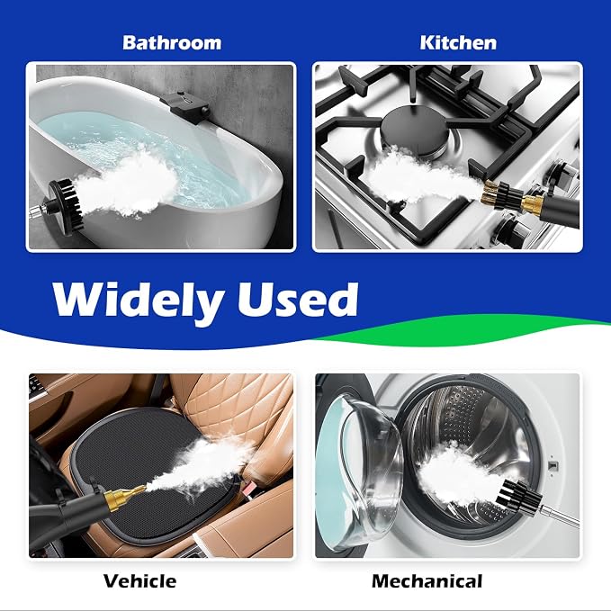 Flgocexs Handheld Steam Cleaner,2500W High Temperature High Pressure Steam Cleaner with 3 Brush Heads, Portable Steam Cleaner with 1.5L Tank For Car Detailing Kitchen Bathroom Floors