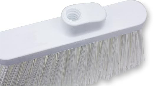 SPARTA Plastic Broom Head, Angled, Un-Flagged for Large Debris Indoor, Outdoor, Home, Restaurant, Lobby, Office, 12 Inches, White
