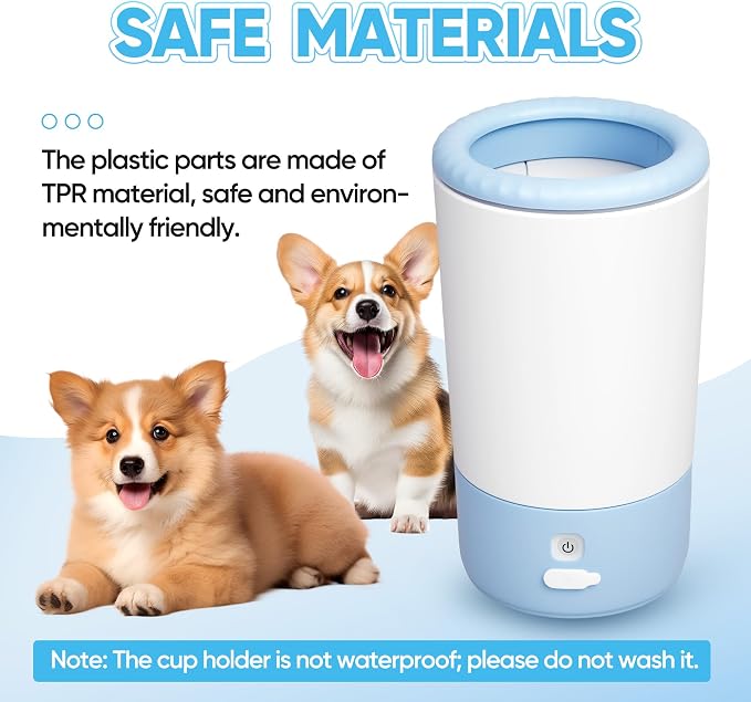 PETCHO Automatic Dog Paw Cleaner, Rechargeable Pet Paw Washer Cup | Automatic 360° paw cleaner with soft silicone bristles, rechargeable design, and portable cup for medium large dogs
