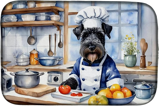 Caroline's Treasures DAC6273DDM Kerry Blue Terrier The Chef Dish Drying Mat Absorbent Dish Drying Mat Pad for Kitchen Counter Dish Drainer Mat for Countertop, 14 x 21", Multicolor