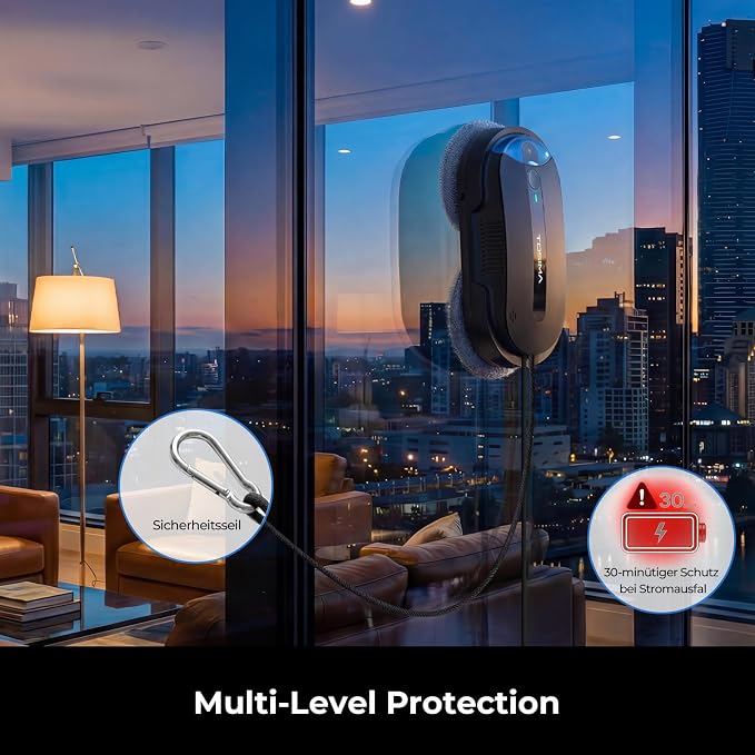 Tosima X1 Window Cleaning Robot, 6400Pa Max Adaptive Suction, Dual Auto-Spray Smart Window Cleaner with Smart Navigation, Remote Control and Triple Safety, Anti-Drop, for All Smooth Surfaces, Black