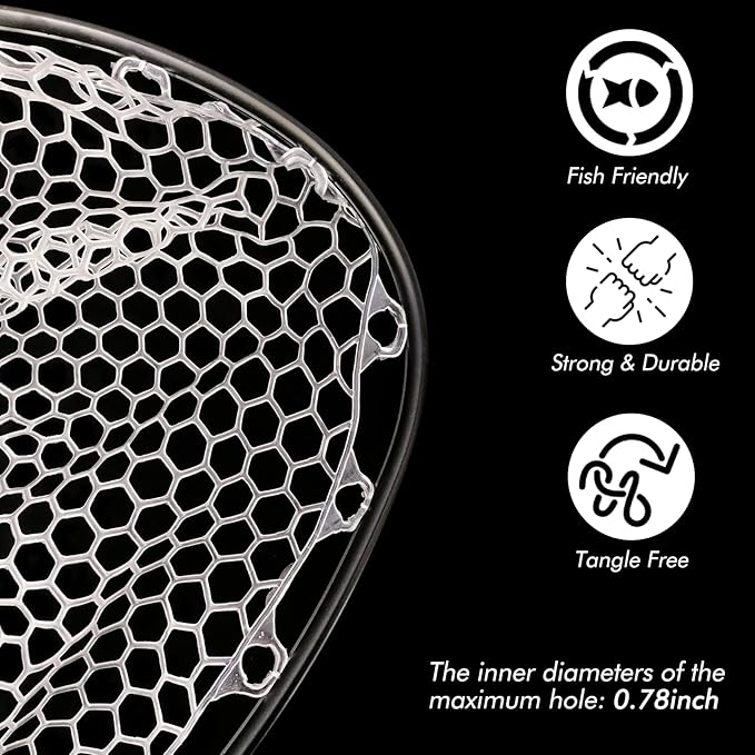 Riverruns Fly Fishing Landing Net Carbon Fiber Trout Net with Measurement Handle, Soft Rubber Mesh - 26" Standard (Wading) / 37" Long (Kayak)