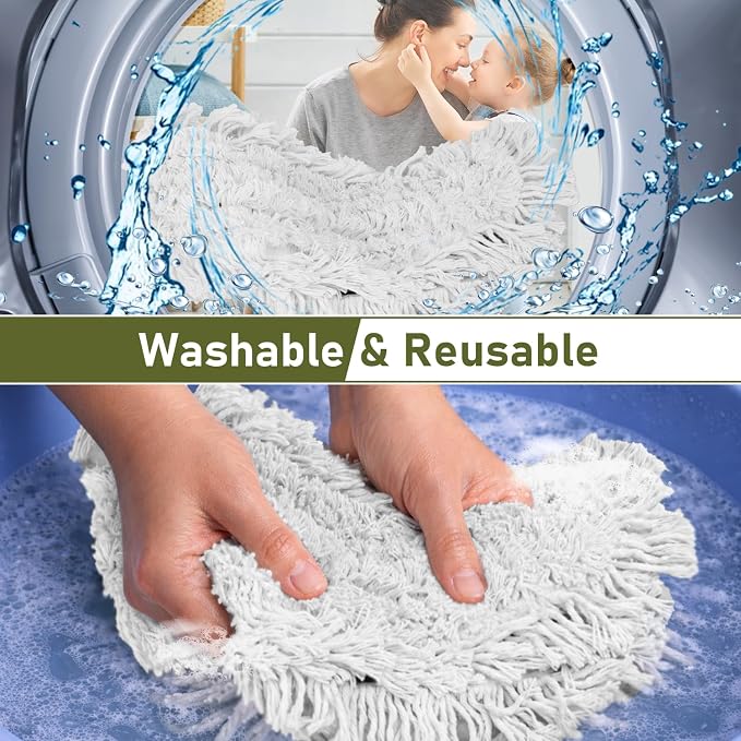36" Commercial Dust Mop Replacement Heads: Reusable Washable Heavy-Duty Cotton Pads Refills for Janitors Industrial Gym Warehouse Floor Cleaning, Fits 36" Dust Mop