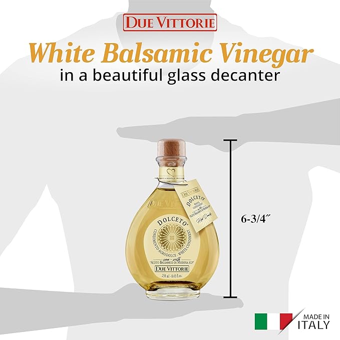 Due Vittorie Dolceto White Balsamic Vinegar Dressing - Made with White and Traditional Balsamic Vinegar - Vinaigrette Dressing 8.45fl oz / 250 ml (Pack of 1)