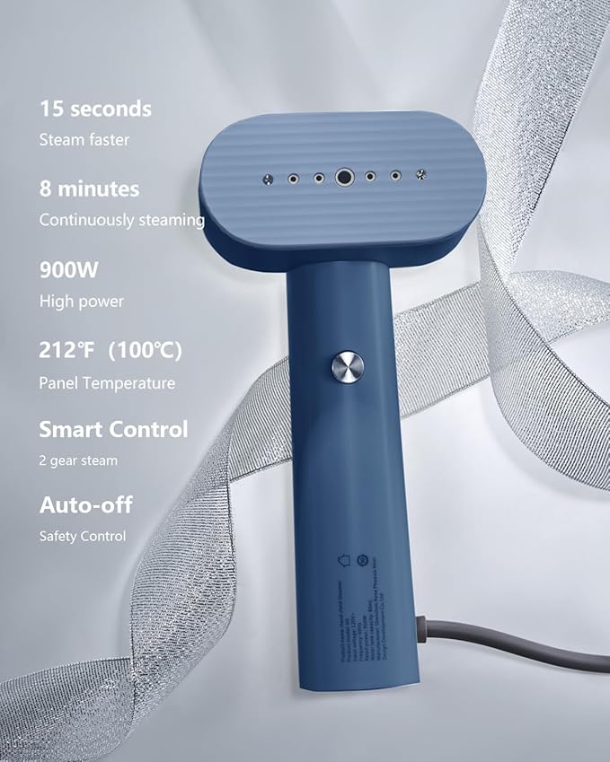 G6 Pro Smart Handheld Steamer for Clothes – Global Voltage Adaptation(100-240V), Palm-Sized & Lightweight (0.8lb), Easy Wrinkle Remover, Auto Shut-Off, Travel & Home Double Use (Blue)