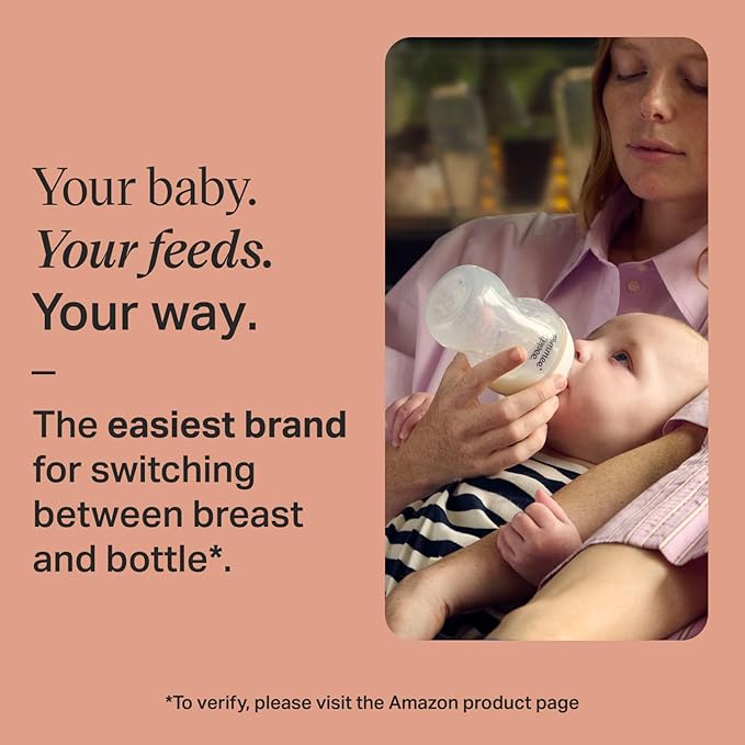 Tommee Tippee Natural Start Baby's First Bottle and Pacifier 8 Piece Set, 2 x 5oz and 2 x 9oz Anti-Colic BPA Free Bottles, 2 Extra Slow and Medium Flow Nipples, 2, 0-6 Month Pacifiers, Clear