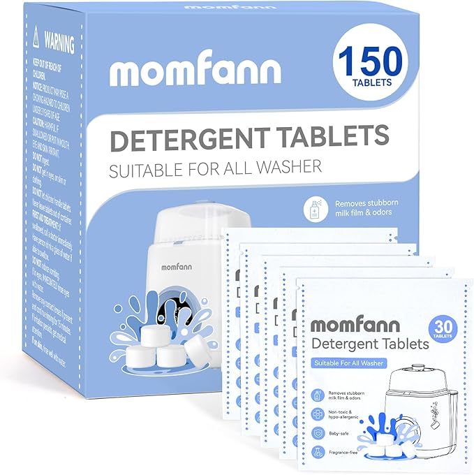 MOMFANN Professional Deep Cleaning Detergent Tablets for All Baby Bottle Washers, Washer Tablets for Bottle Washer and Sterilizer and Dryer, Easy to Use (150Pcs)