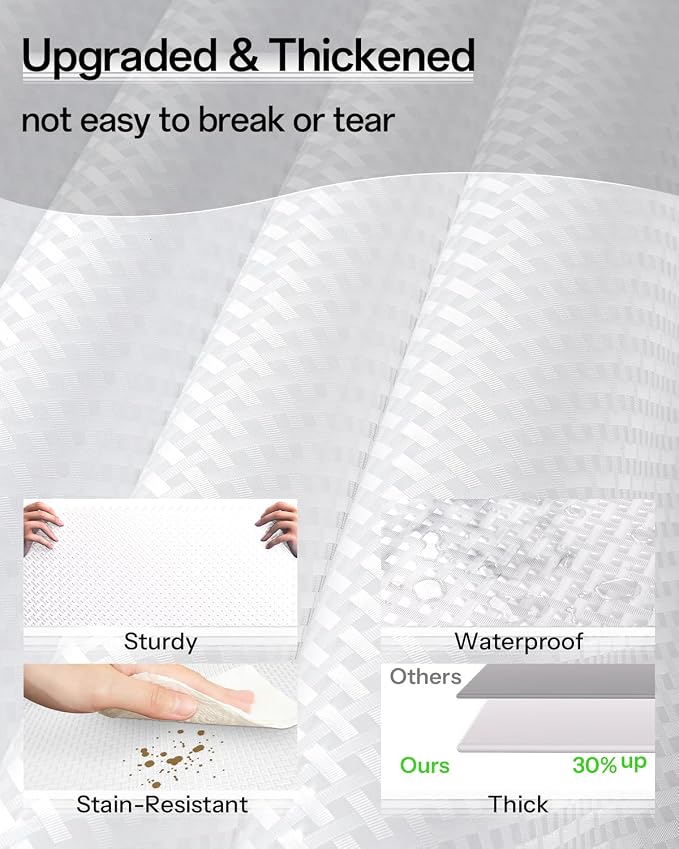 Shelf and Drawer Liner for Kitchen Cabinet, Non-Adhesive 24in x 240in Waterproof Contact Paper Refrigerator Liners Thickened Durable EVA Material Non Slip Mat for Dresser Cupboard Pantry Protector