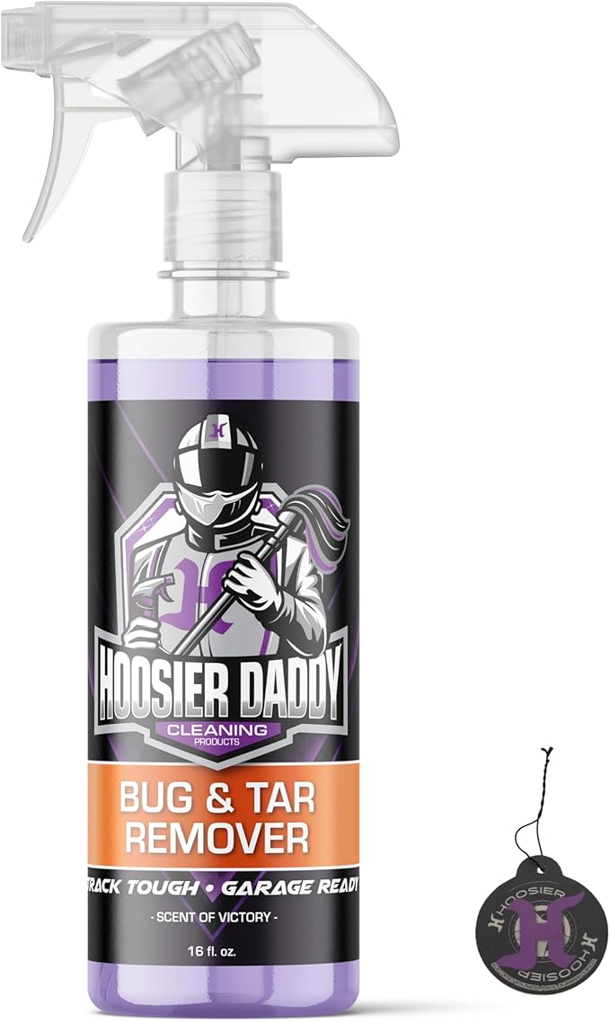 Hoosier Daddy 16oz Car Bug & Tar Remover - Fast-Acting Formula Dissolves Tough Bugs, Tar, & Sap - Easy Spray-On, Wipe-Off Solution for a Spotless Polished finish + Air Freshener
