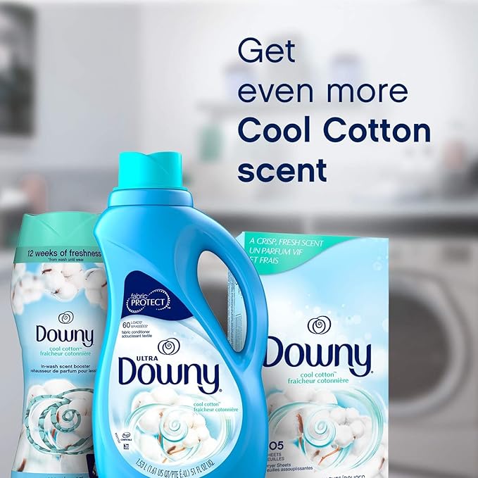 Downy Dryer Sheets Fabric Softener | Cool Cotton | 240 Sheets, Pack of 4