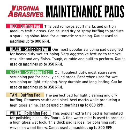 Virginia Abrasives 15” White Floor Maintenance Pads, Non-Woven Pads for Orbital Cleaning - Thick Polishing Replacement Pads, Ideal for Synthetic Floors, 5-Pack
