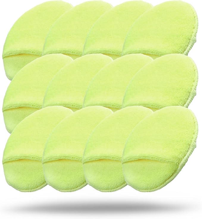 Maxshine Multipurpose Microfiber Finger Hold Applicator, Yellow, Dia: 16cm, 12 Pack