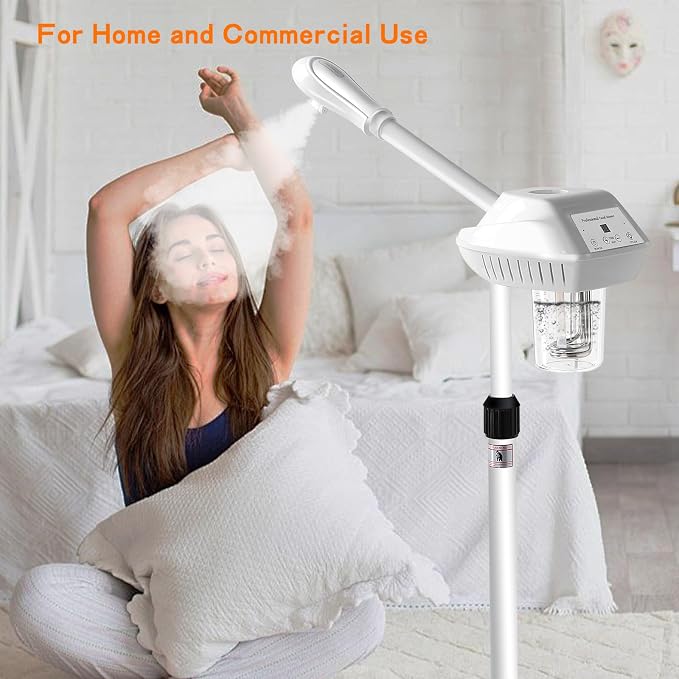 Professional Facial Steamer for Deep Cleansing and Hydration, Ozone Spa Face Steamer on Wheels, Adjustable Height and Angle,Estheticians Steamer More Steam,Suitable for Beauty, Spa and Home Use