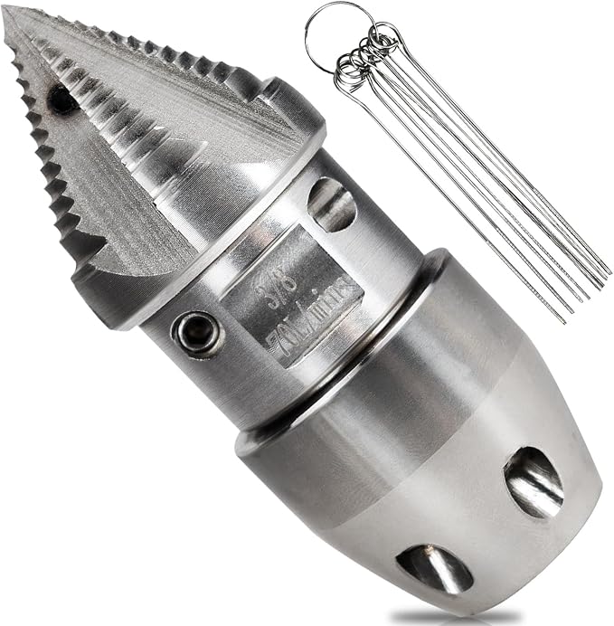 3/8 npt Sewer Jetter Nozzle for 2900 PSI, 70 L/min Pressure Washer - Stainless Steel, Quickly Rotating for Municipal Drain Pipe Cleaning