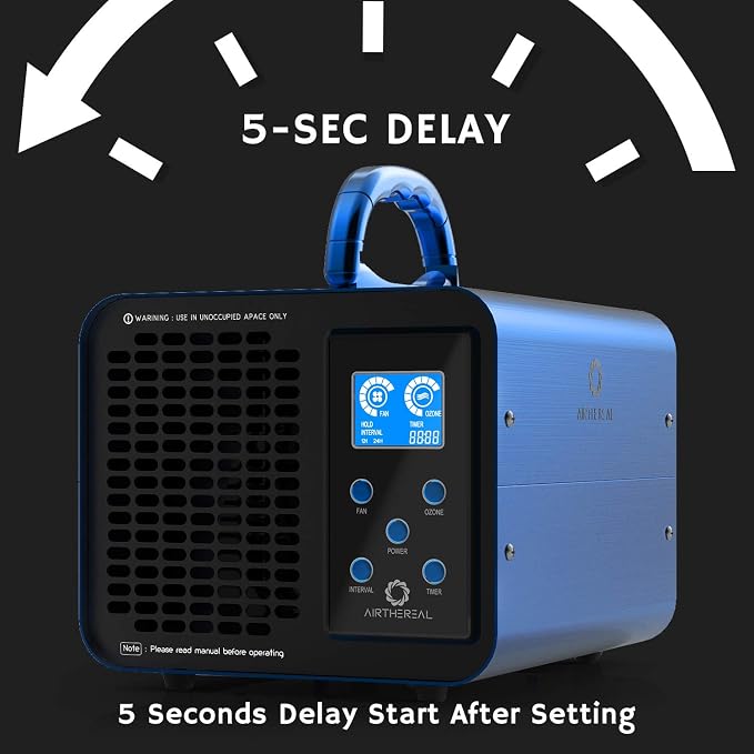 Airthereal MA10K-PRODIGI Digital Ozone Machine, High Capacity Ozone Generator Odor Removal - O3 Deodorizer Air Ionizers for Large Rooms, Cars and Smoke - Adjustable Output and Timer, Blue