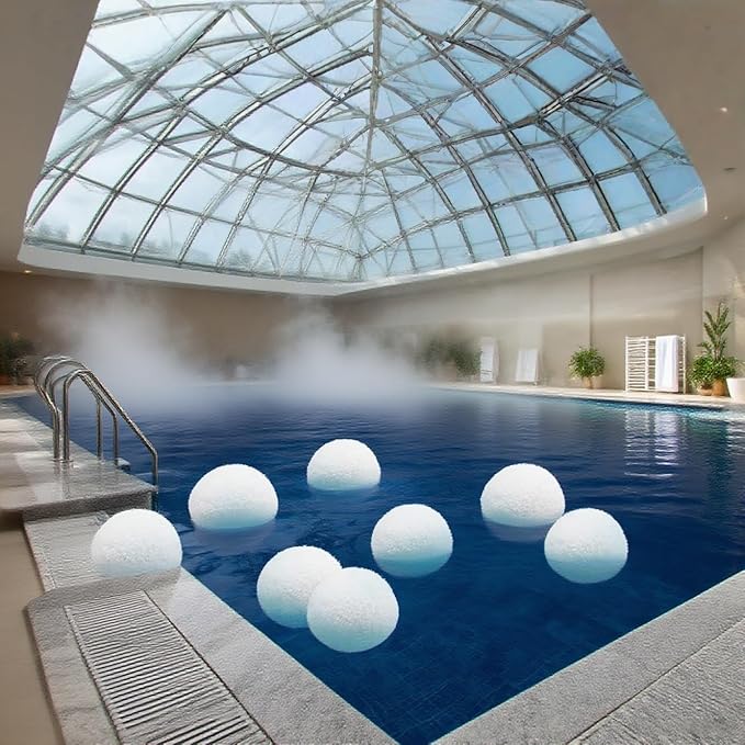 9 Pack Scum Eliminating Sponge Balls, Pool Scum Absorber, Hot Tub Oil Absorbent Cleaner, White