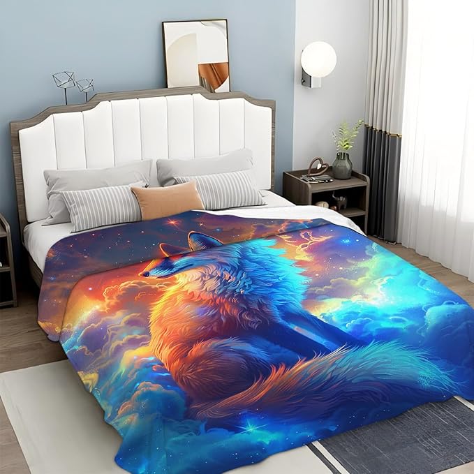 Tijuboni Fox Throw Blanket Fox Gifts for Girls Boys Women Men Kids Adults Soft Flannel Fleece Blanket for Couch Sofa Bed Home Decor 50"x60"