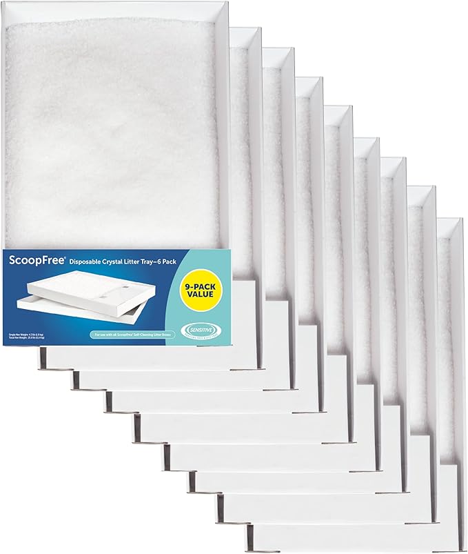 PetSafe ScoopFree Disposable Crystal Cat Litter Tray - Easy Cleaning Box - Refill Tray for Automatic Litter Box - Fragrance Free - 4.3 lb Bags - 9 Pack