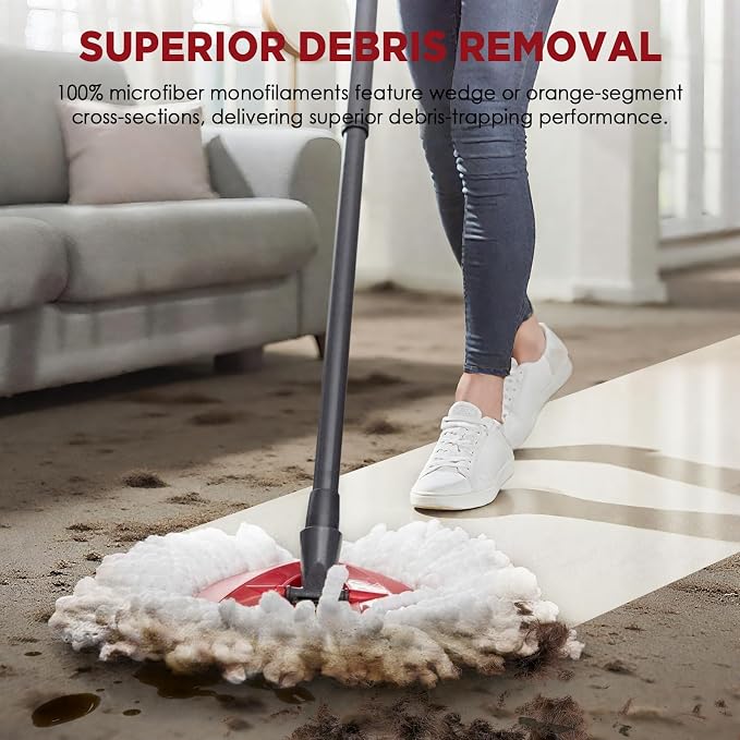 Mop Head Replacement for O-Cedar Easy Wring 1-Tank System，Exovyn Spin Mophead Replacements，Microfiber 5 Pack 360° Swivel Mop Refills，Deep Clean,Easy Cleaning，Machine Washable and Easy to Replace