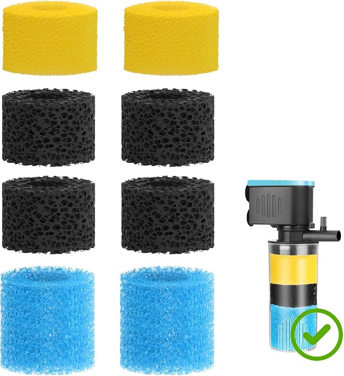 Aquarium Filter Replacement Sponges Kit for Model QT-088, Including 2 Fine Sponge, 2 Coarse Sponge & 4 Carbonized Sponge