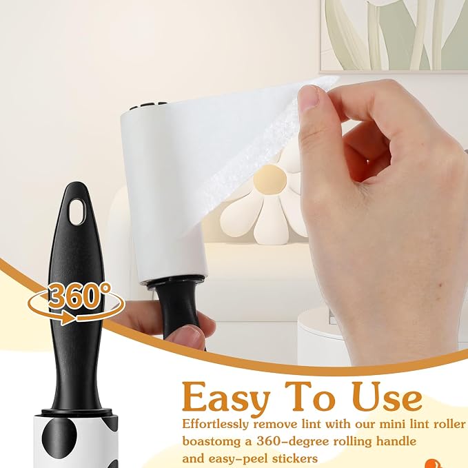40 Pcs Mini Lint Roller for Travel Small Lint Removers Bulk for Pet Hair and Clothes Small Size Removers Portable Sticky Removing Tool for Cleaning Furniture Dog Car Seat