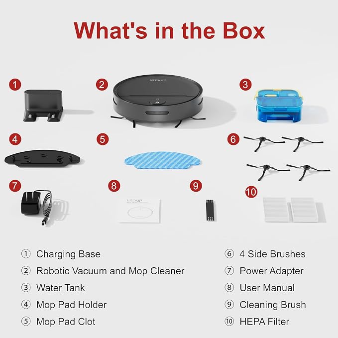 VIPSUN Robot Vacuum and Mop Combo with 4000Pa Suction, APP/Voice/Remote Control, Robotic Vacuums with Personalized Adjustment Setting, Self-Charging, Obstacle Avoidance, Smart Home Robot Aspiradora