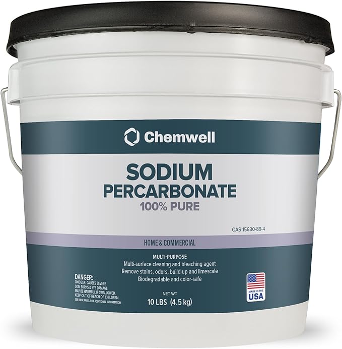 Chemwell Sodium Percarbonate (10 lbs) - 99.9% Pure Oxygen Bleach Powder | Scent-Free, No Additives, Powerful Cleaner for Laundry, Dishes, Decking & More