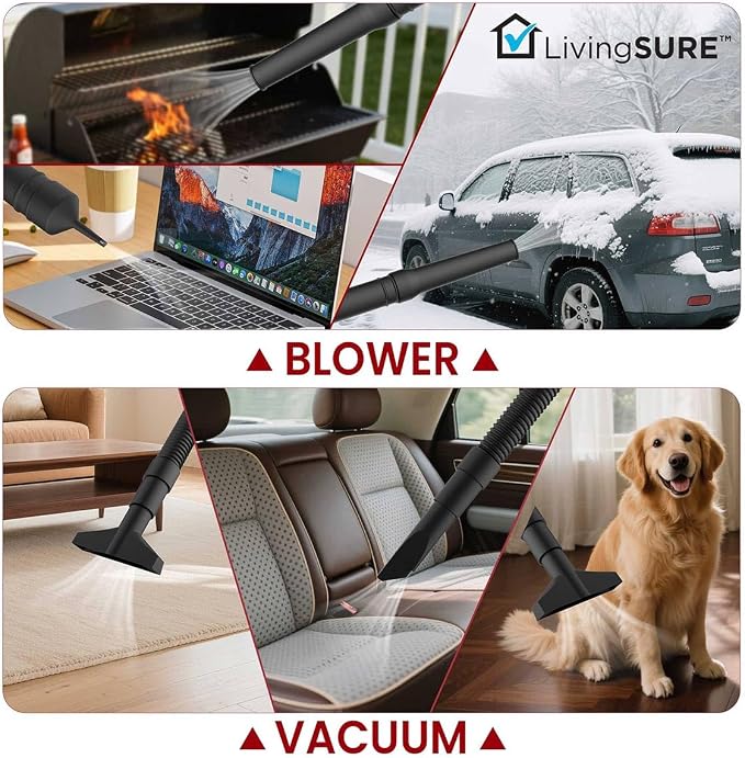 Cordless Compact Leaf Blower Vacuum by LivingSURETM Lightweight Electric Handheld Blower for Lawn and Leaf Care, Patio Cleaning, Dust Cleaner - Battery Not Included