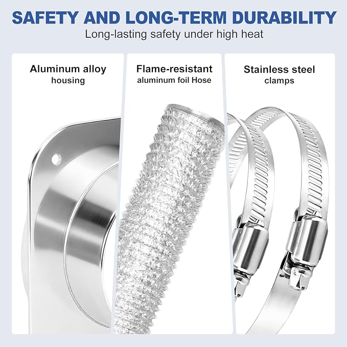 Magnetic Dryer Vent Coupling – Easy Quick Connect & Disconnect Hose Kit with Strong Magnet,Airtight Seal & Self-Alignment Design–Easy Installation & Cleaning-Included a 2.9ft 4" Duct & 2 Clamps
