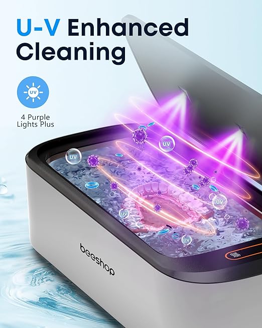 Professional Ultrasonic Jewelry Cleaner - 550ml(19oz) Ring Cleaner with Degas Function, 2 Time Modes, 48Khz Jewelry Cleaner Sonic Machine for Eyeglasses, Dentures, Retainer, Necklaces, Watch(Black)