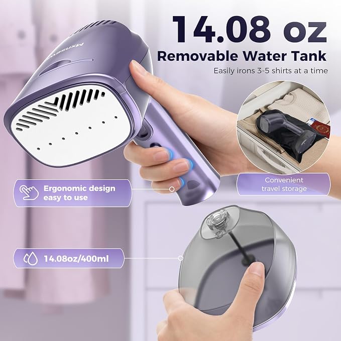 Vacuum Steamer for Clothes, 3500Pa Suction Handheld Clothes Steamer,Equipped with multiple modes，Portable Travel Steamers for Clothes, Steaming & Ironing 2 in 1，400ml Water Tank (for 110-120V)