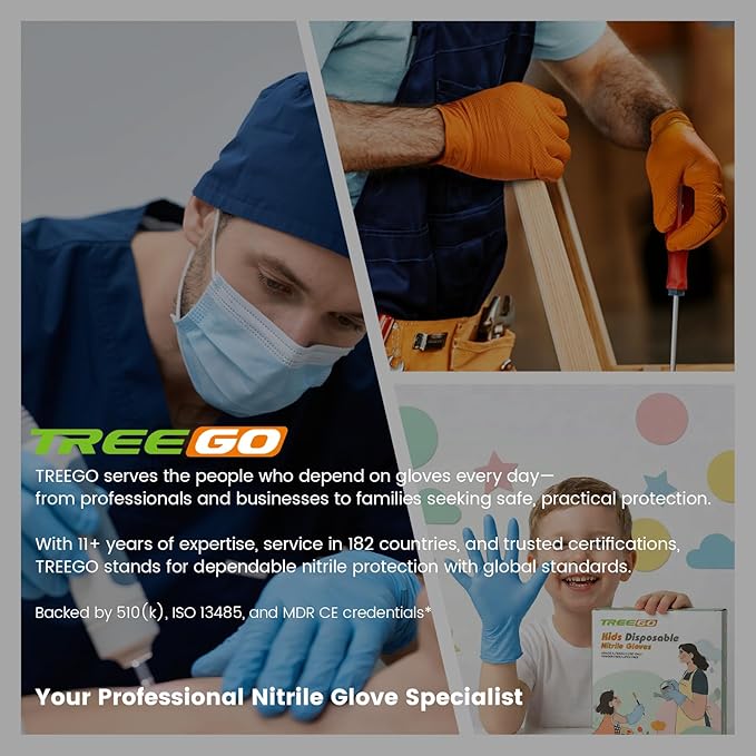 TREEGO Black Nitrile Gloves 10 Mil Heavy Duty Rubber Gloves - Raised Diamond Texture Grip for Mechanics & Industrial Work - Latex Free Disposable Gloves in Medium, 50 Count