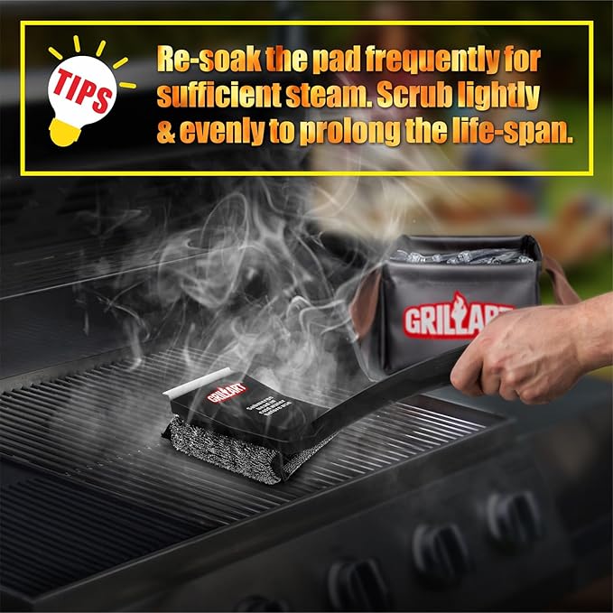 GRILLART Grill Brush Bristle Free and Scouring Pads 4 PCS
