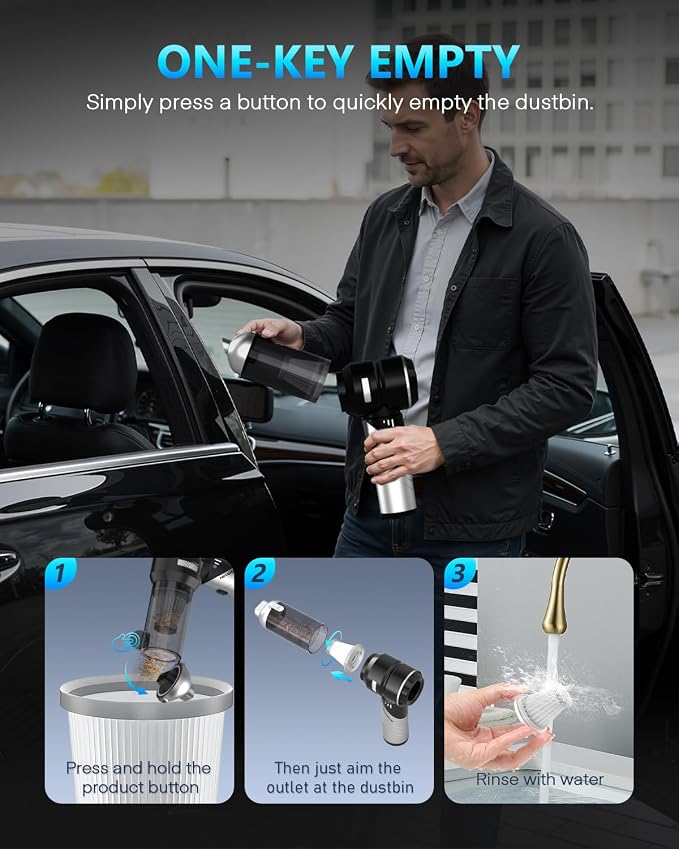 NEVERLAND Handheld Vacuum Cordless Car Vacuum - 15000PA High Power 4-in-1 Portable Foldable Small Detailing Kit, Rechargeable Hand Held Vacuum for Car Home Office