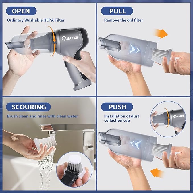 Saker Mini Vacuum Cleaner for Car 3 in 1 Vacuum Cleaner Original Filter