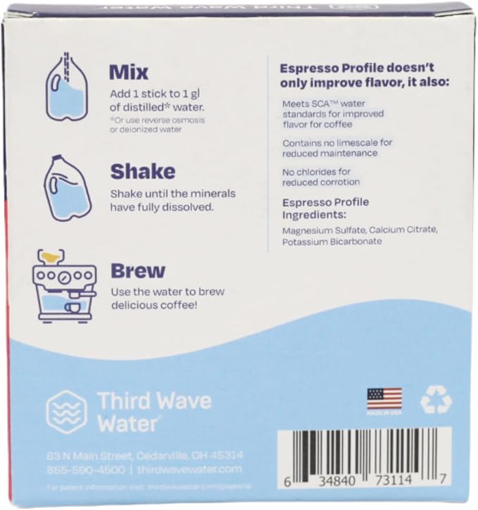 Third Wave Water Mineral Enhanced Flavor Optimizing Coffee Brewing Water, Espresso Profile, 0.635 oz