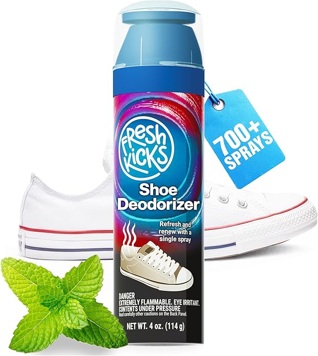 FRESH KICKS Shoe Deodorizer Spray, 4 oz – Instantly Erases Odors & Sweat in Everyday Shoes – Fast-Drying, No Residue, Gentle on Leather, Canvas, & Mesh – Long-lasting Shoe Spray Deodorizer