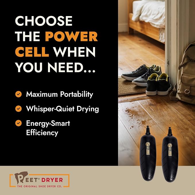 PEET, Power Cell Shoe and Boot Dryer, Portable & Lightweight Shoe Dryer, Silent & Energy Efficient