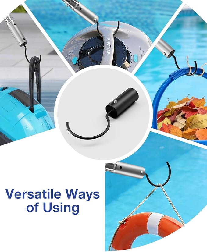 Pool Hook with Pole, 3FT Pool Pole Telescopic with Stainless Steel Hook, Retrieval Hooks for All Robotic Pools Cleaner, Robot Hooks for Heavy Duty Telescoping Poles, Above Ground and Underwater