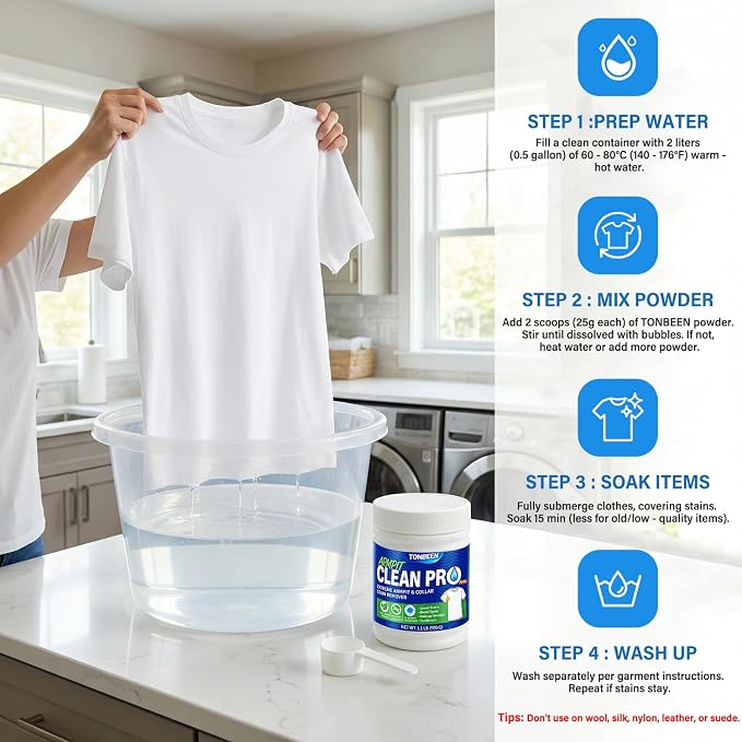Oxygen Laundry Powder, Sweat & Deodorant Armpit Stain Remover for Clothes, Hyper Concentrated & Suitable for Multi-Stain, Yellow Oil Spot Tough Stain Build Up Remover - Gentle On Fabrics