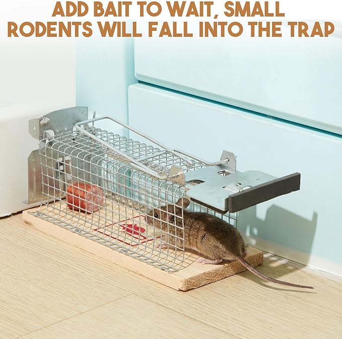 6 Pack Small Humane Mouse Trap, 6 x 2.4 x 2.8 Inch, No Kill, Catch and Release, Reusable Live Mouse Trap, Indoor Outdoor Rat Cage for Small Live Rodent Chipmunk Squirrel Mole Safe Control