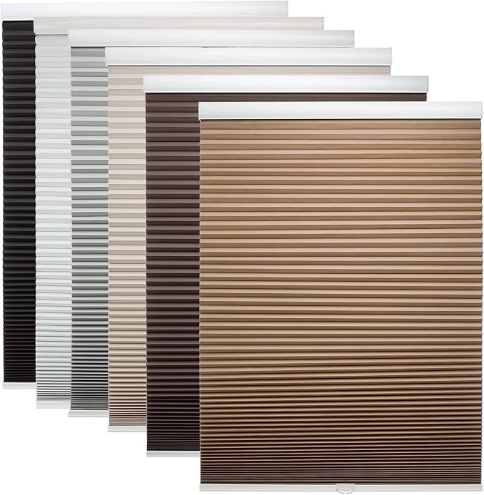 MYshade Cordless Blackout Cellular Shades, 1.5" Honeycomb Window Blinds for Bedroom & Nursery, Thermal Insulated, Noise Reducing, Privacy Shades, Inside or Outside Mount (39" W x 72" H, Light Brown)