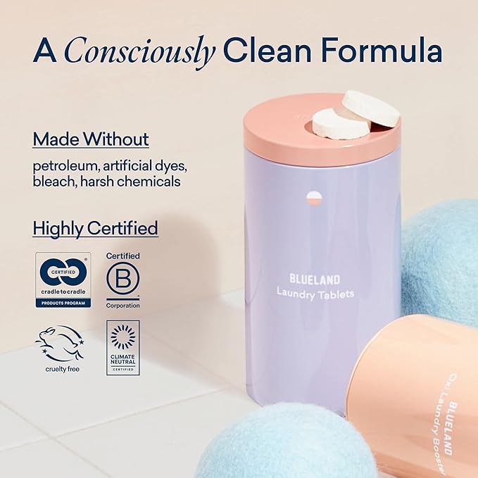 BLUELAND Complete Laundry Starter Set | Laundry Detergent Tablet Set | Oxi Booster Powder Set | Plastic-Free & Eco Friendly | Natural, Gentle, Plant Based