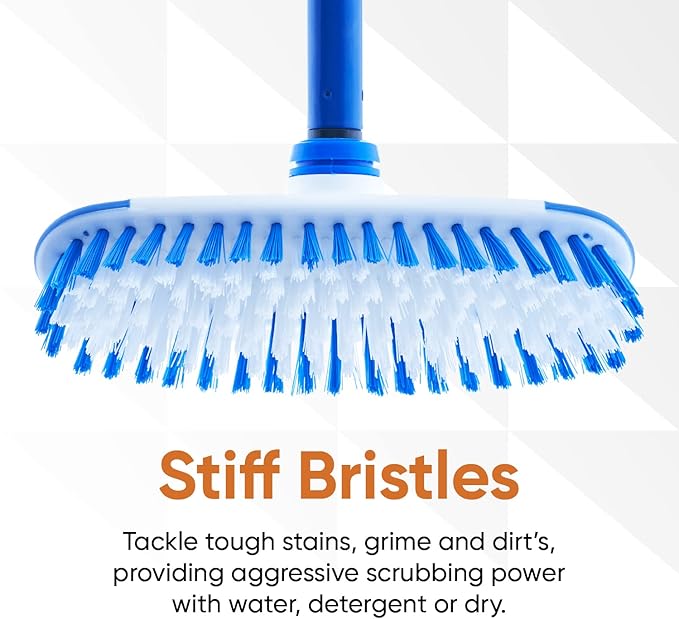 Superio Deck Scrub Brush with Long Handle 48 Inches, Heavy Duty Stiff Bristles Grout Scrubber with Scraper - Cleans Hot Tub, Swimming Pool, Granite Tiles, Bathroom, Patio, Kitchen, Wall and Deck, (2)
