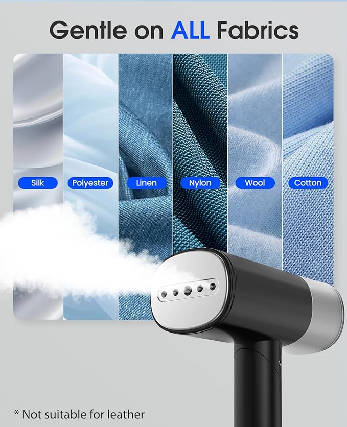 Handheld Steamer for Clothes, 1200W Foldable Travel Steamer, 20 Sec Preheat Garments Wrinkle Remover, 120V Portable Hand Iron with 150ml Water Tank, Clothes Steamer for Home Travel Black