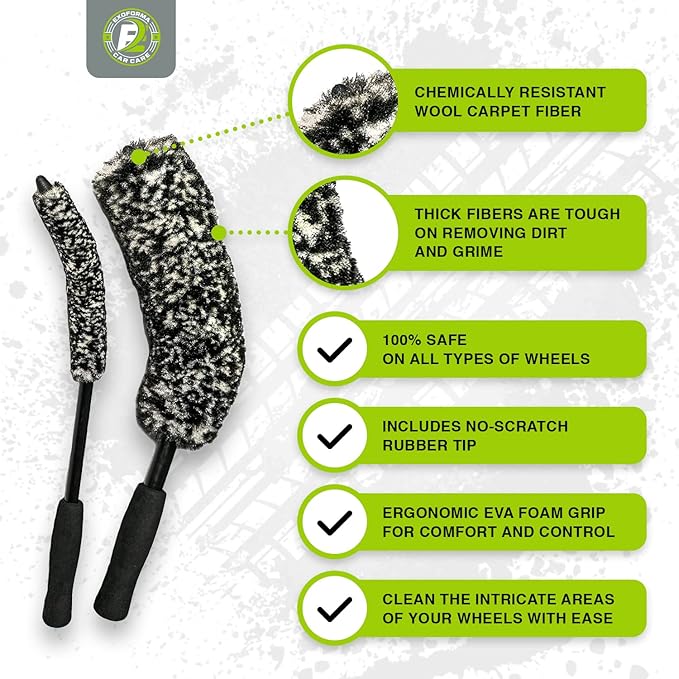 ExoForma Wheel & Tire Cleaner with Bendable Wheel Brush